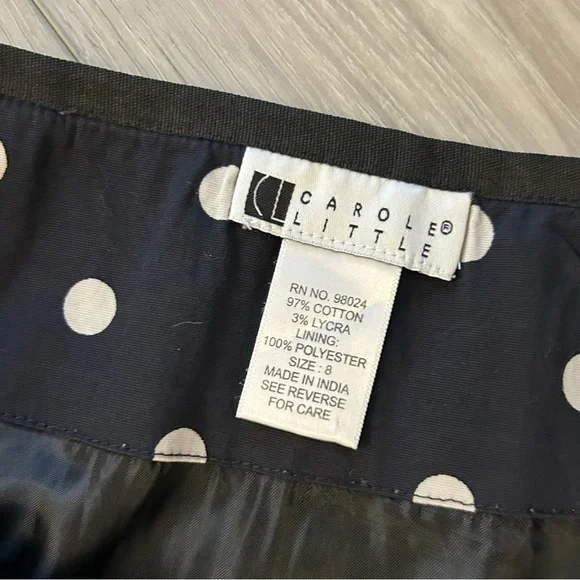 Carole Little Womens Polka Dot Fit-flare Cotton Midi Skirt Lined Size 8 EUC Blue - Picture 5 of 9